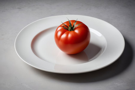 Fresh tomatoes on a white plateの素材