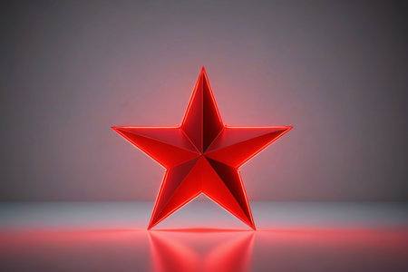 Red solid five pointed star materialの素材