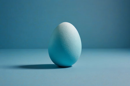 Close up of a still life with blue eggsの素材