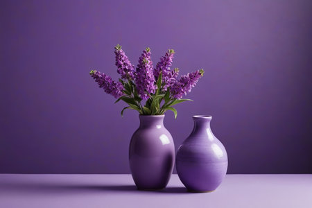 Purple vase with purple bouquetの素材