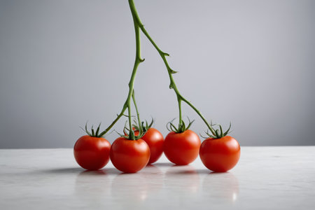 Still Life with Fresh Red Cherry Tomatoes on Branchesの素材