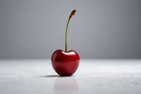 Close up of a single cherryの素材