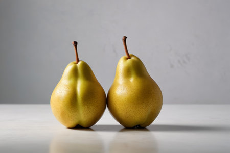 Close up of two pears in still lifeの素材