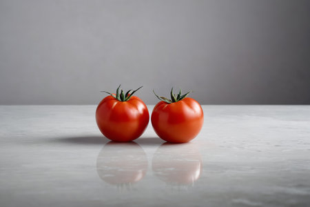 Close up of a still life with two red tomatoesの素材