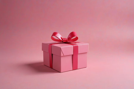 Pink gift box with red ribbonの素材
