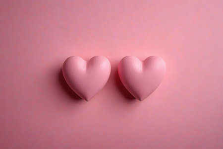 Heart shaped ornament on pink backgroundの素材