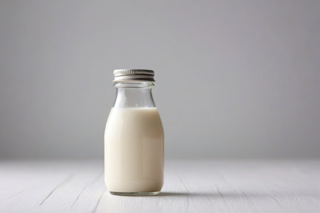 Still Life of White Milk in a Glass Bottleの素材