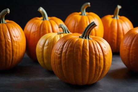 Multiple Orange Pumpkin Still Life Close upsの素材