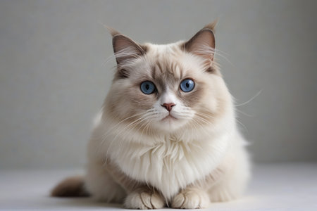 Close up of the blue eyed long haired catの素材