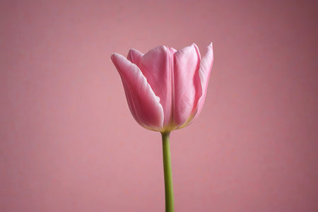 Single tulip on pink backgroundの素材