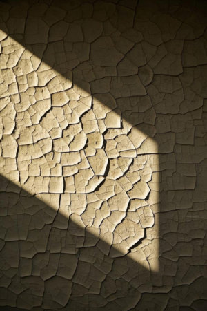 Close up of light and shadow on the cracked landの素材