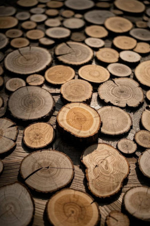 Close up of log slice materialの素材