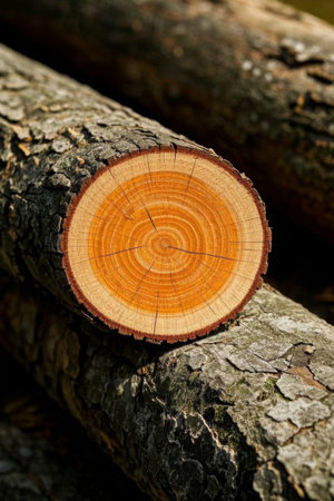 Close up of a cross section of a logの素材
