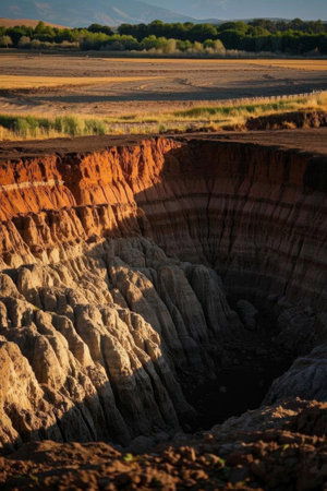 Natural pit with landscapeの素材