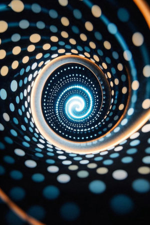 Blue abstract glowing spiral patternの素材