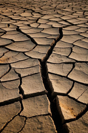 A scene of dry, cracked groundの素材