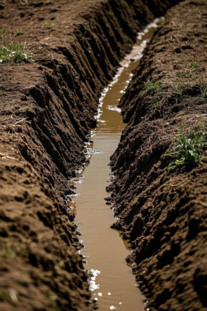 Scenes of farmland irrigation canalsの素材
