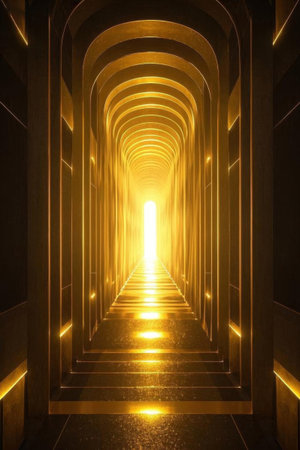 A bright scene at the end of the light tunnelの素材