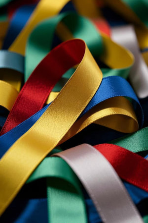 Close up of colorful ribbonの素材