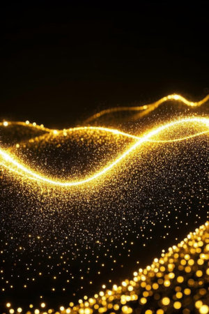 Gold Glow Particle Wave Background Materialの素材