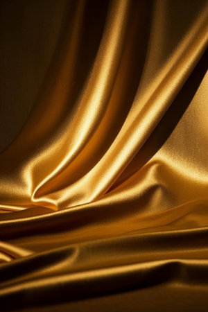 Gold Silk Fabric Texture Close upの素材