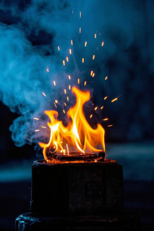 Burning flames and sparks flyingの素材