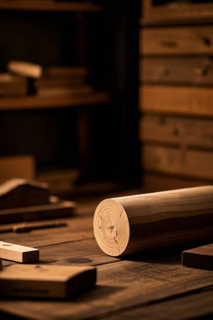 Close up of wood in a woodworking workshopの素材