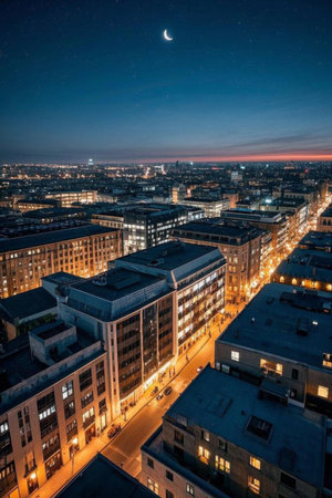 City night view overlooking Gaolou Streetの素材
