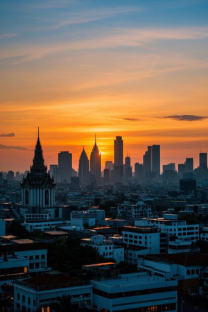 Bangkok City Sunset Skyline Viewの素材