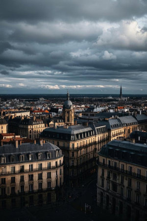 Overlooking the French city complexの素材