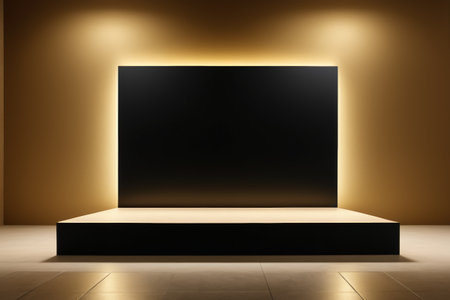 Black display stand in modern exhibition hallの素材