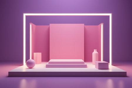 Pink modern display table sceneの素材