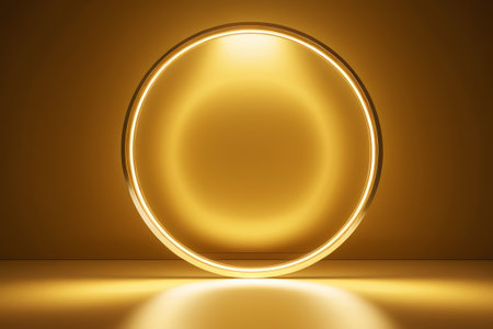 Gold glowing ring display backgroundの素材