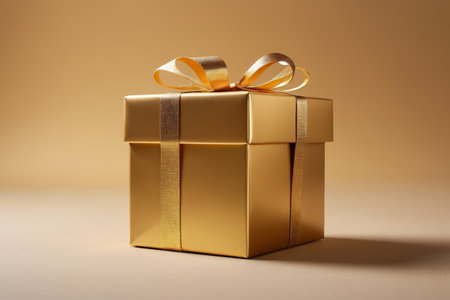 Gold Gift Box with Bow Close upの素材