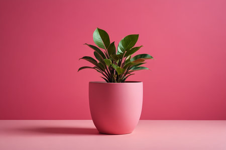 Potted greenery on a pink backgroundの素材