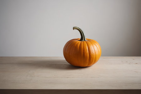 Orange Pumpkin Still Life on a Wooden Tableの素材