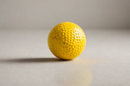 Close up of a yellow golf ballの素材