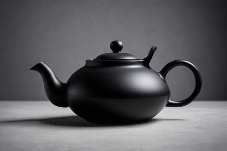Close up of a black teapot still lifeの素材