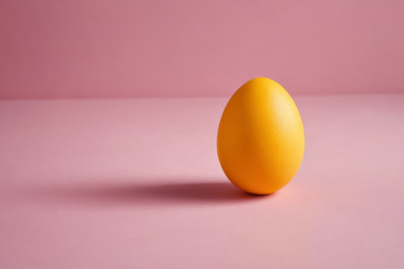Yellow egg on pink backgroundの素材