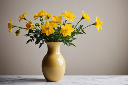 Yellow vase with yellow floral still lifeの素材