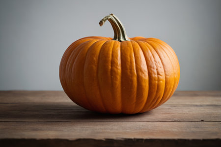 Orange Pumpkin Still Life on a Wooden Tableの素材