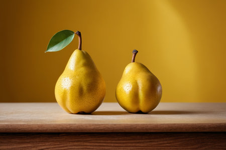 Two pineapples on a wooden tableの素材