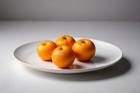 Fresh oranges on a white plateの素材