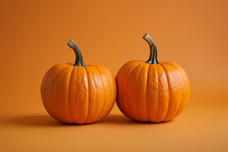 Close up of two orange pumpkinsの素材