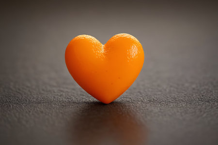 Close up of a heart shaped orange objectの素材