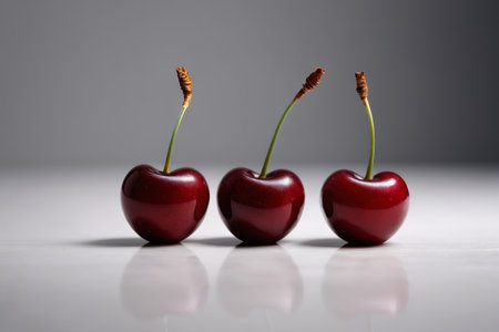 cherry on a white background. cherry on a white background.の素材