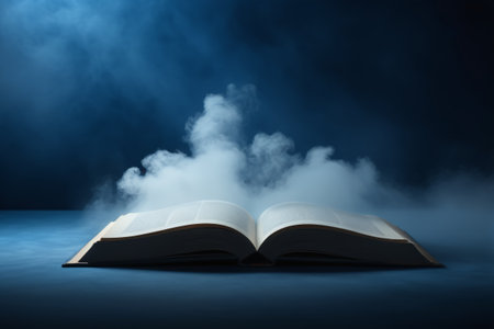 Open book and smoke filled sceneの素材