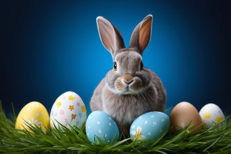 Easter Bunny and Easter Eggs Close upの素材