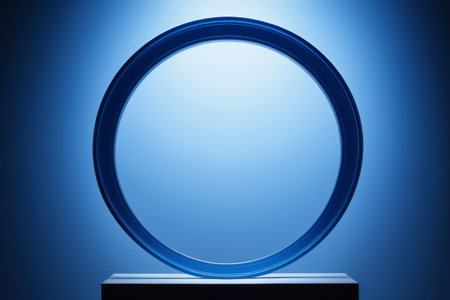 Ring shaped object display on blue backgroundの素材