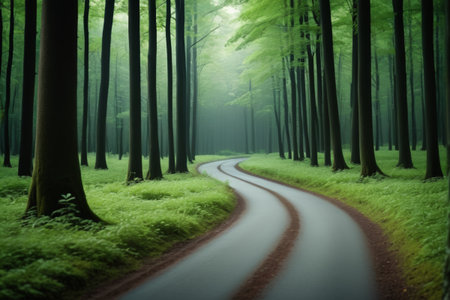 Winding forest paths and natural sceneryの素材